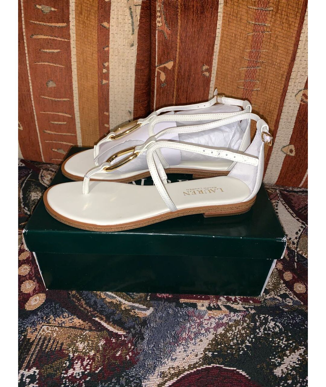 RALPH LAUREN Белые кожаные сандалии, фото 5