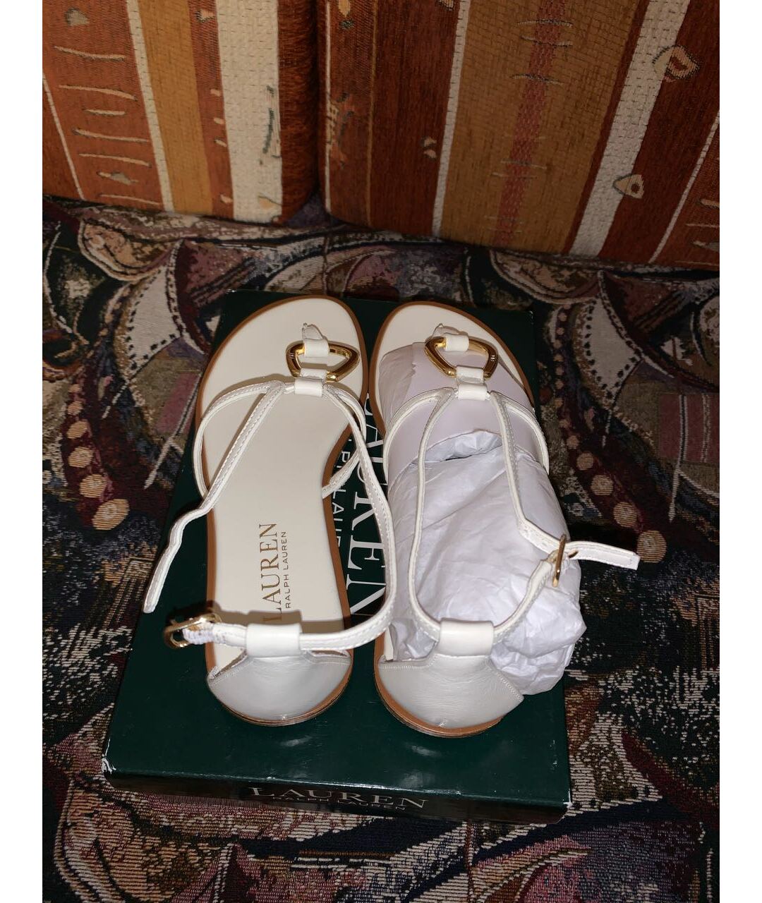 RALPH LAUREN Белые кожаные сандалии, фото 3