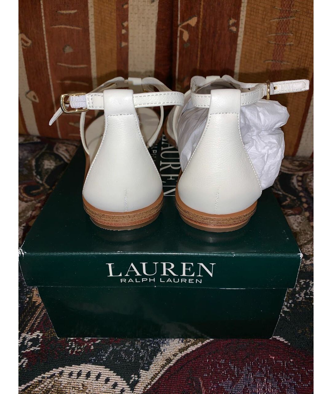 RALPH LAUREN Белые кожаные сандалии, фото 4