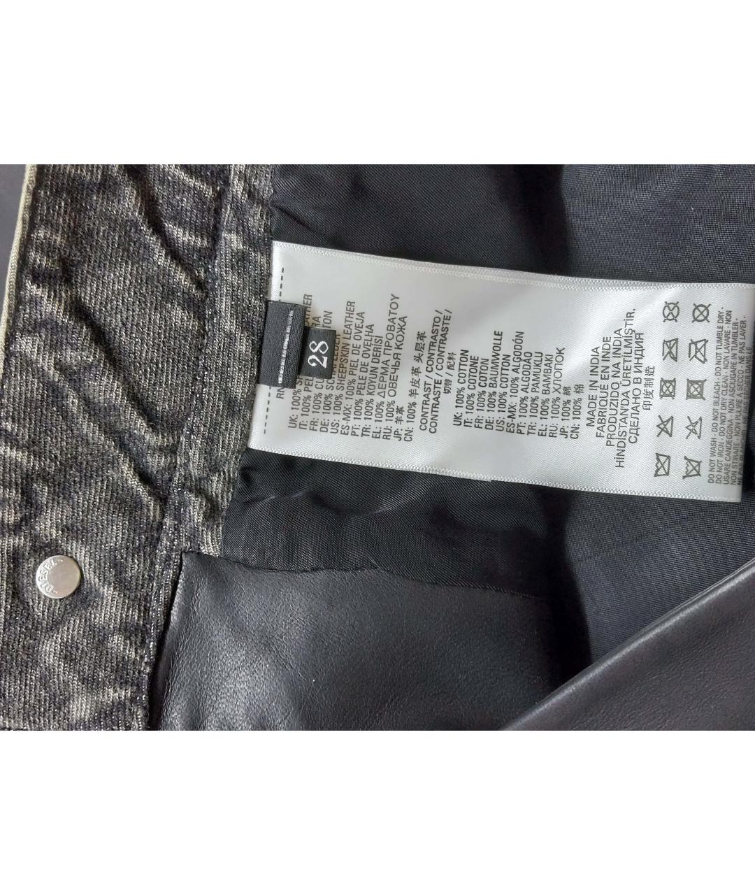 DIESEL Черная кожаная юбка мини, фото 6