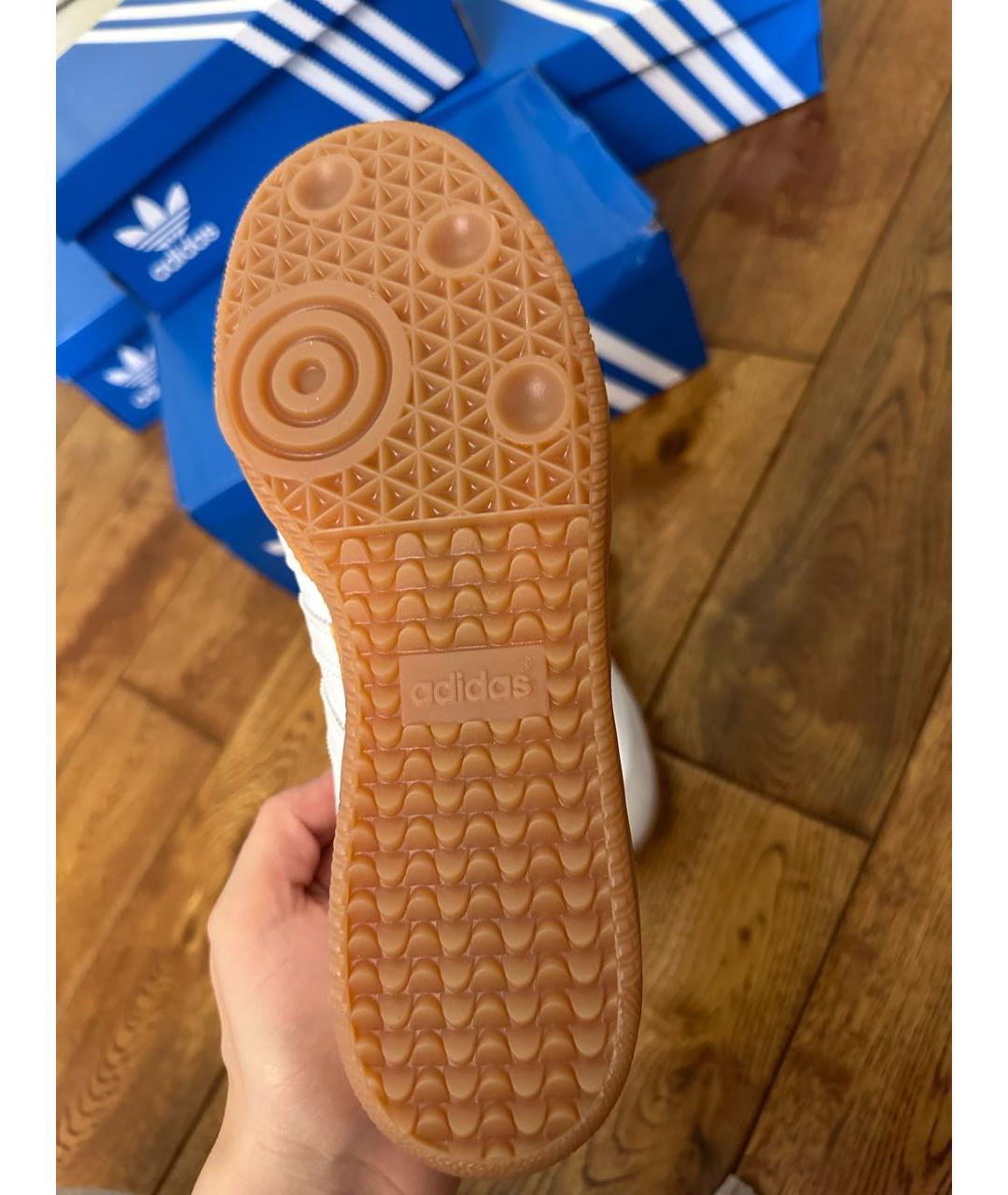 ADIDAS Бежевые кожаные кеды, фото 5