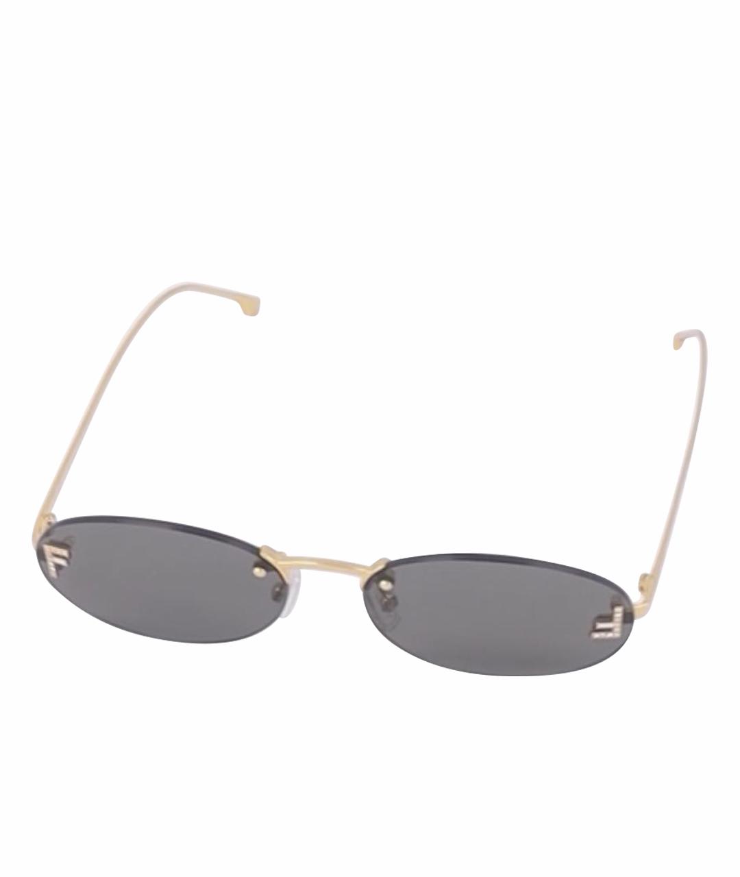 FENDI Золотые металлические солнцезащитные очки, фото 1