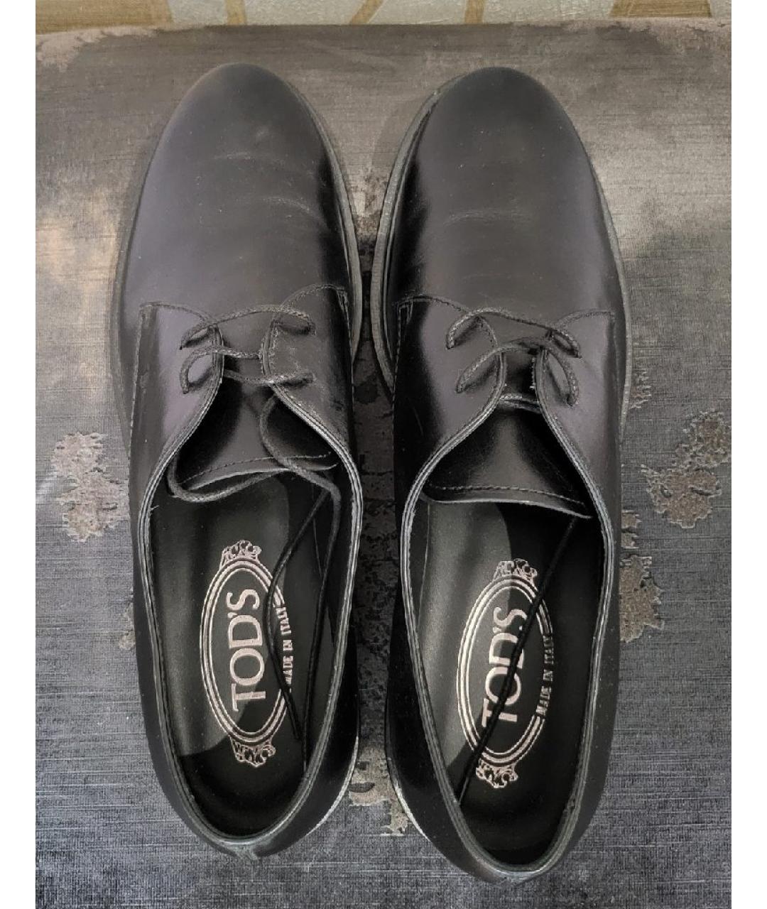 TOD'S Черные кожаные низкие ботинки, фото 3