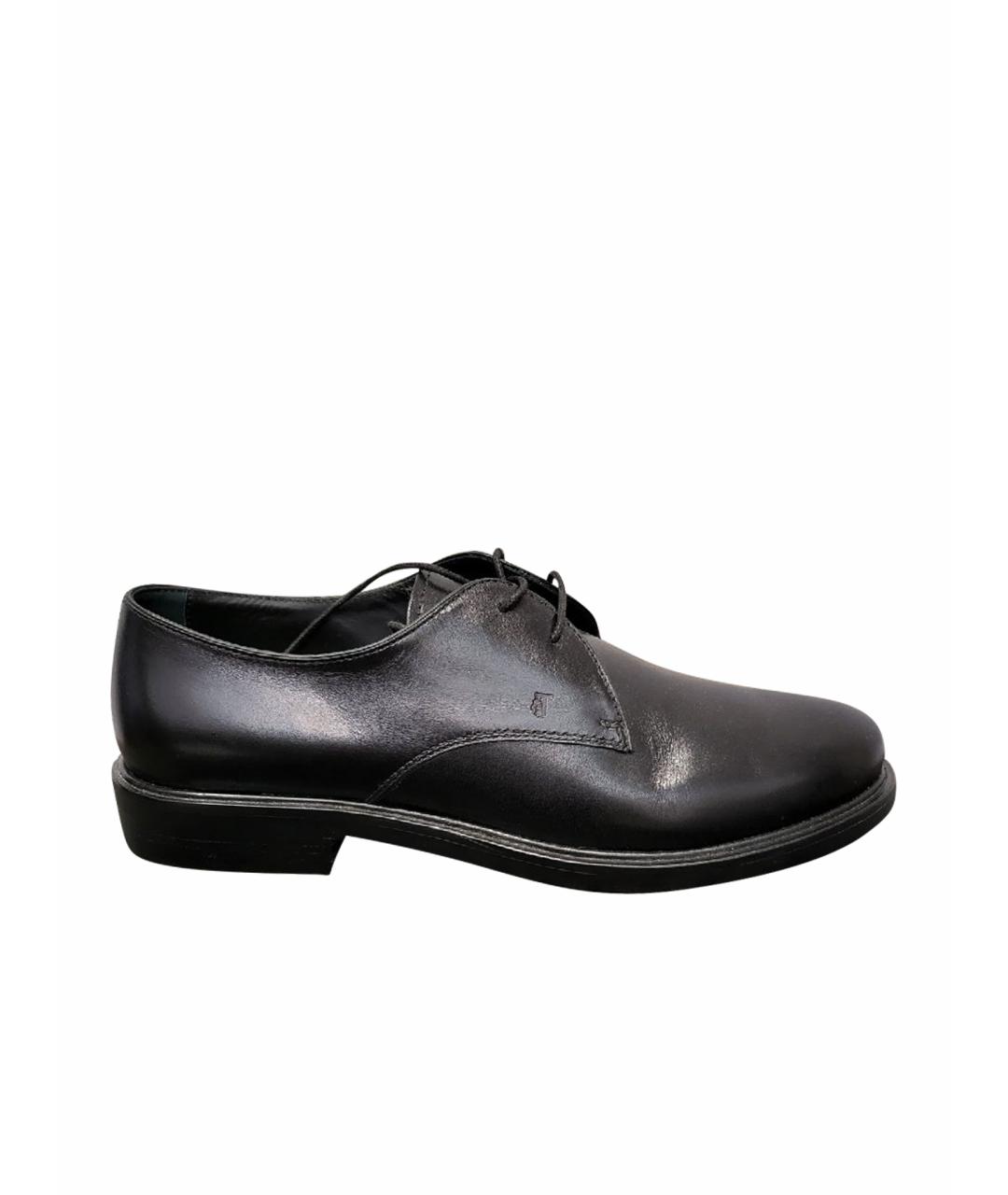 TOD'S Черные кожаные низкие ботинки, фото 1