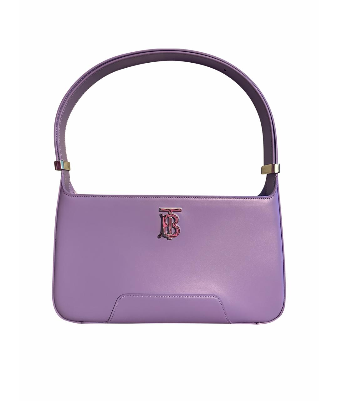 BURBERRY Фиолетовая кожаная сумка с короткими ручками, фото 1