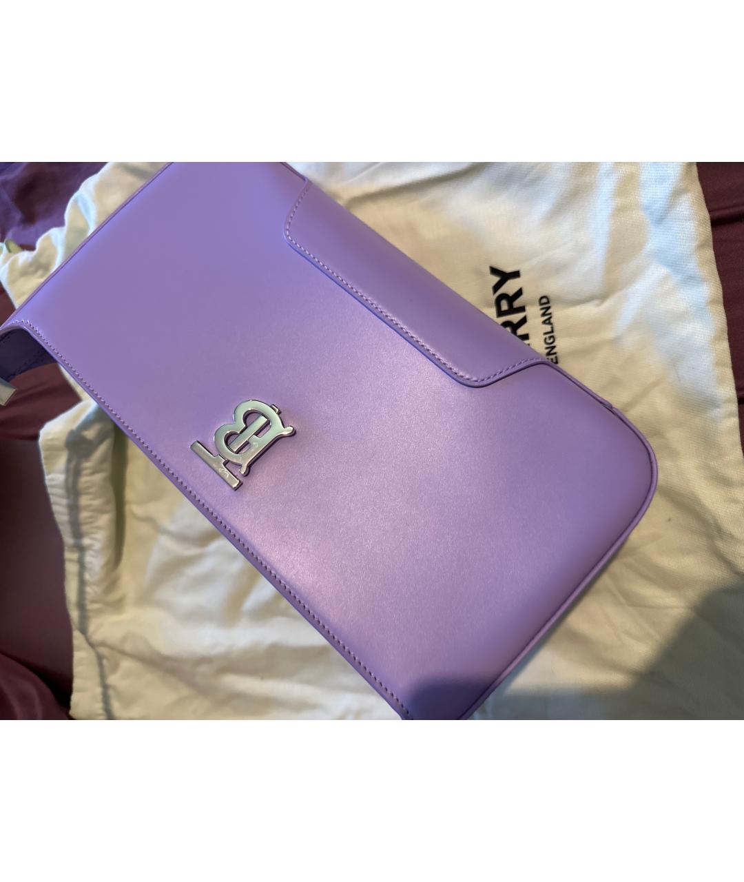 BURBERRY Фиолетовая кожаная сумка с короткими ручками, фото 6