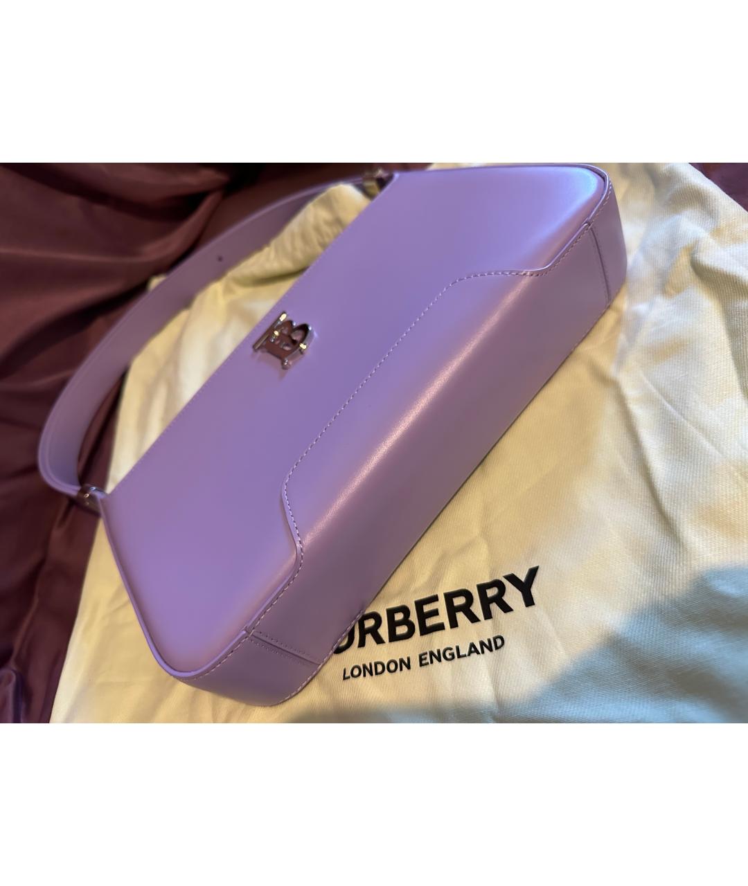 BURBERRY Фиолетовая кожаная сумка с короткими ручками, фото 5
