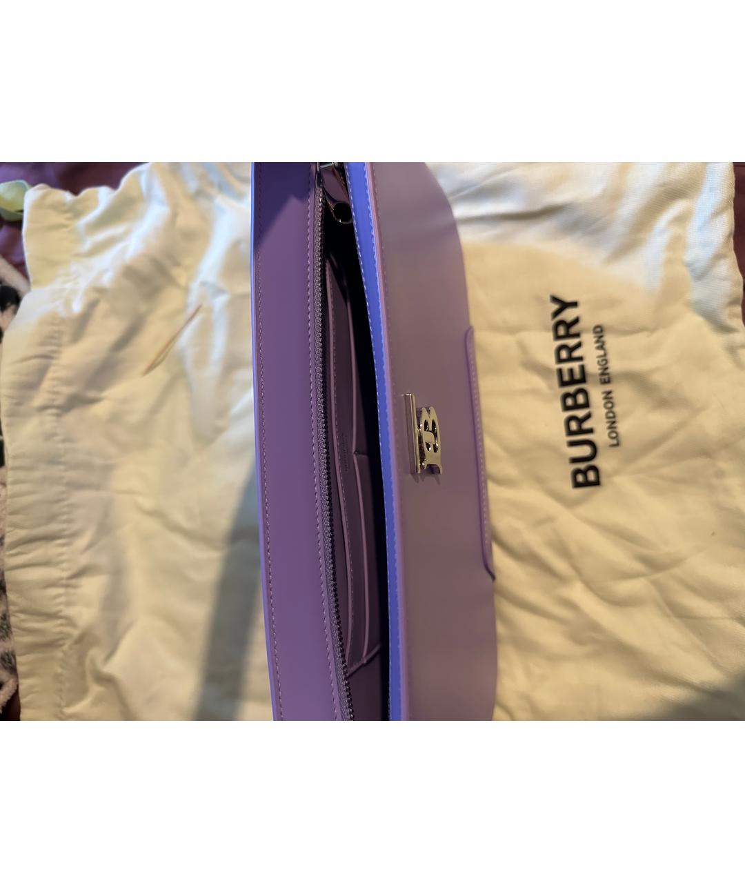 BURBERRY Фиолетовая кожаная сумка с короткими ручками, фото 4