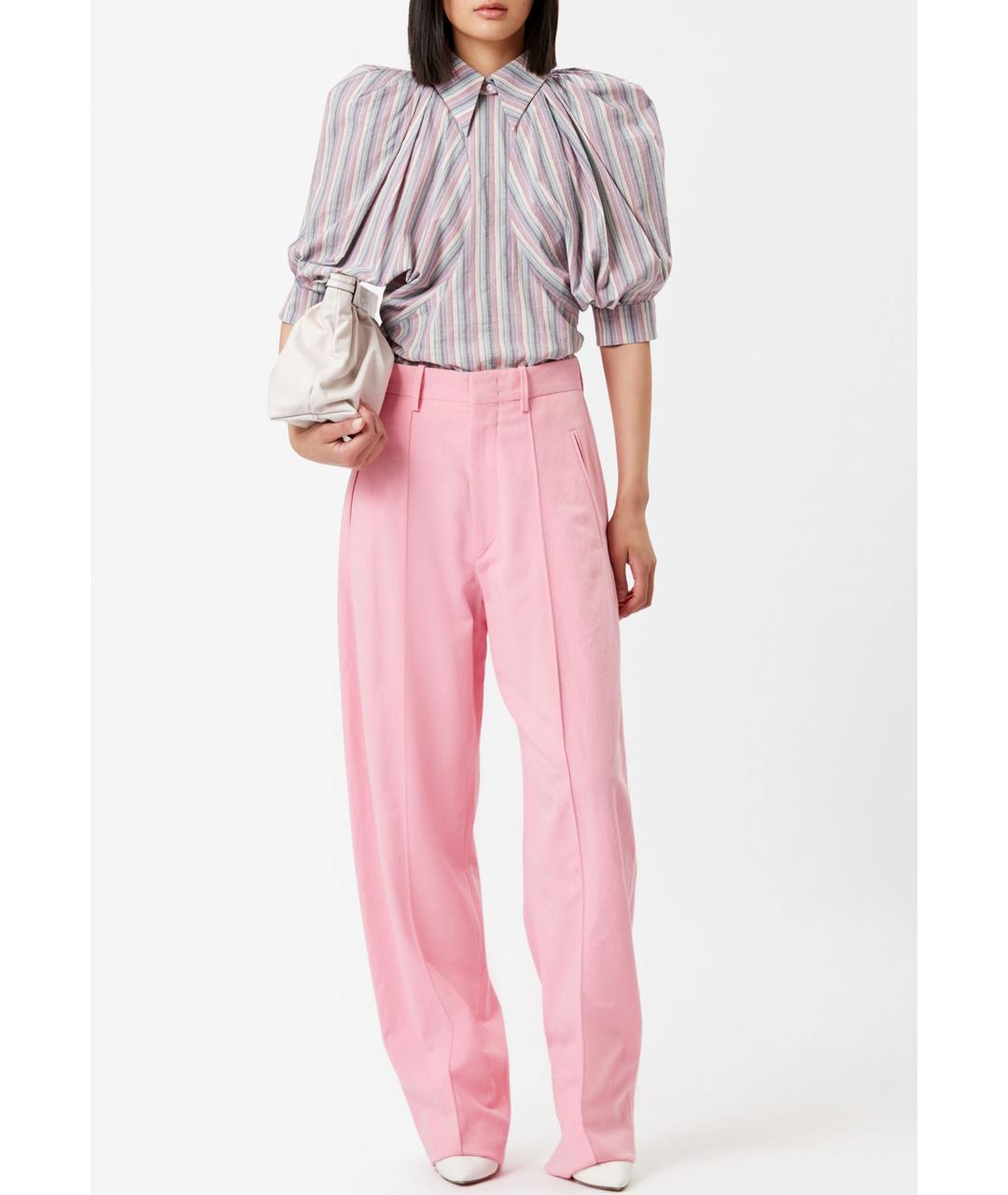ISABEL MARANT Розовые хлопковые брюки широкие, фото 2