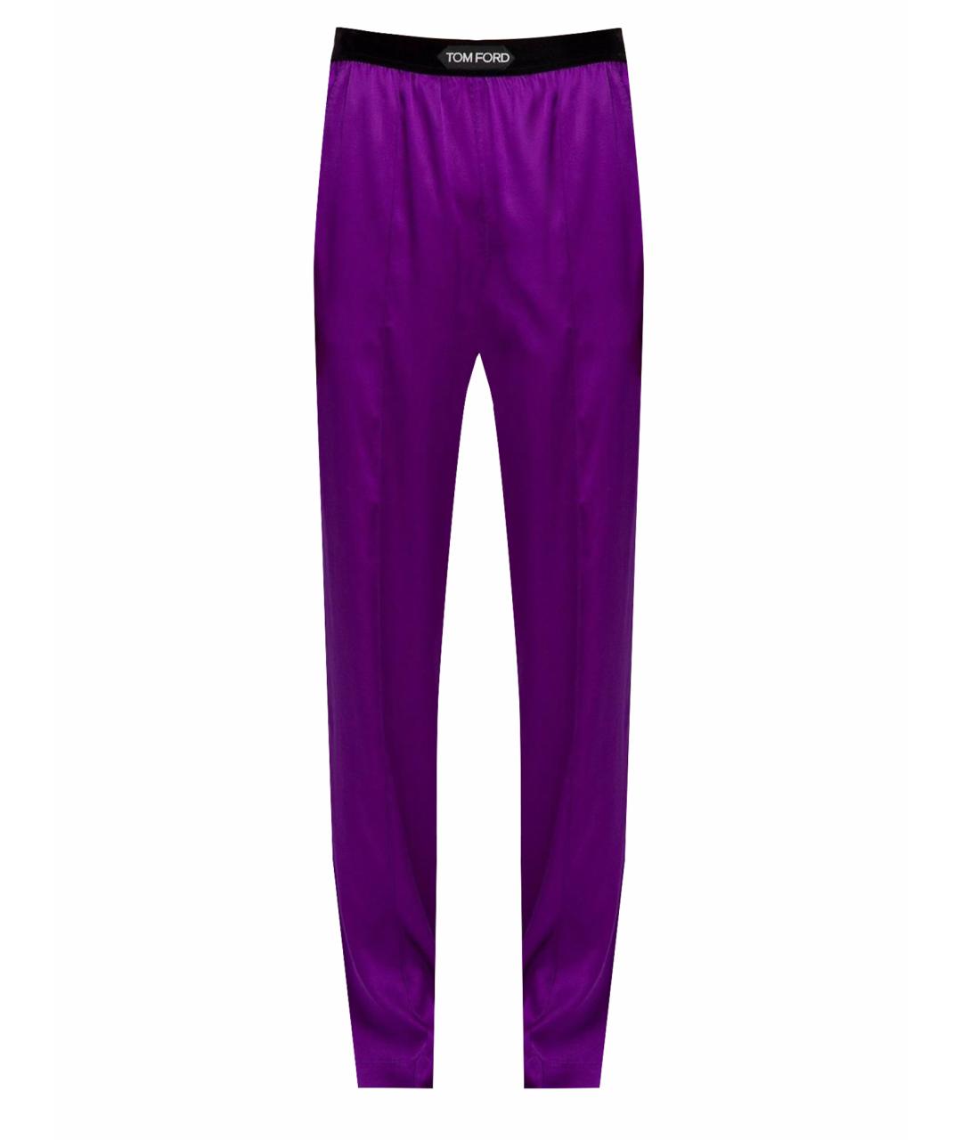TOM FORD Фиолетовые шелковые прямые брюки, фото 1