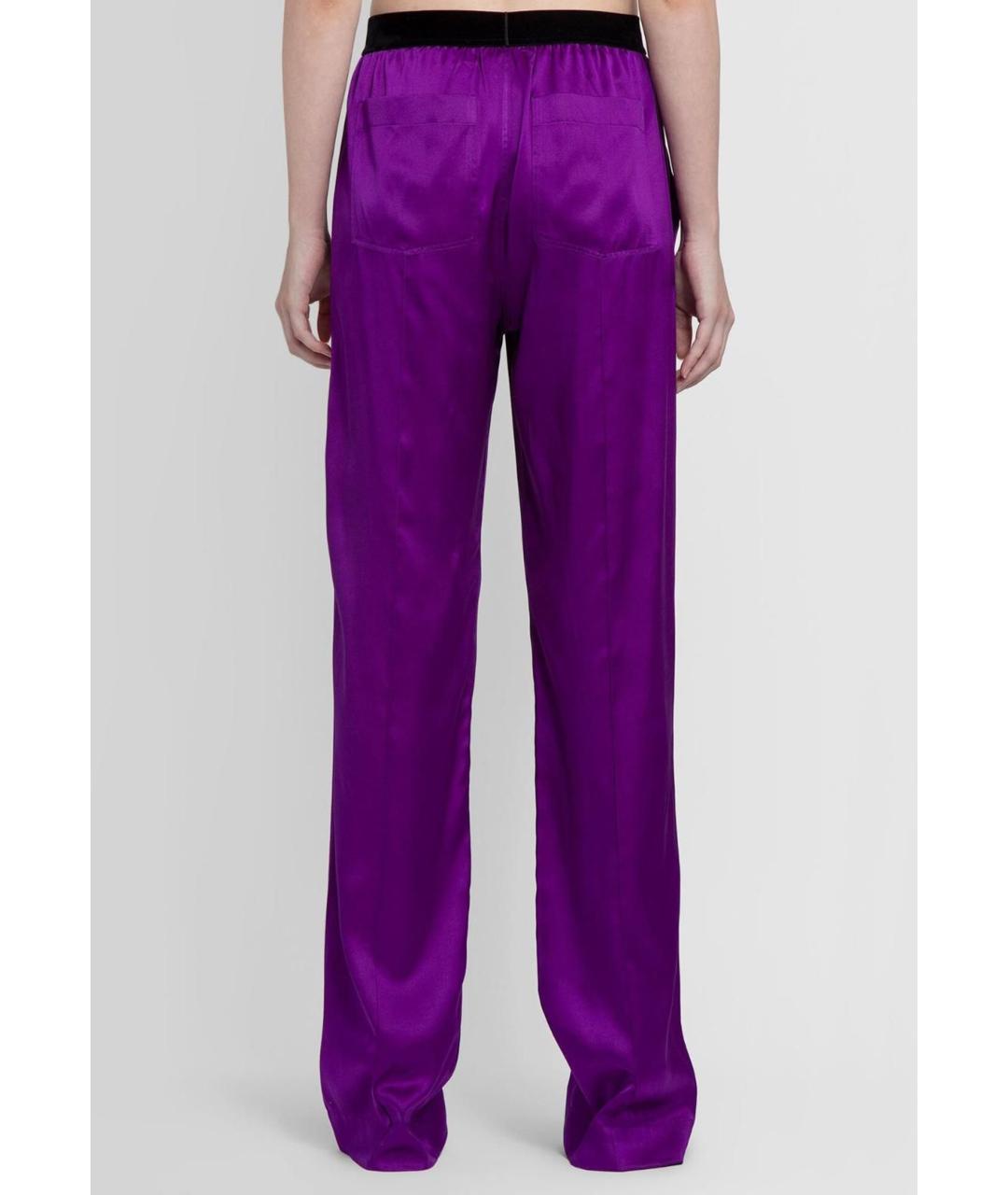 TOM FORD Фиолетовые шелковые прямые брюки, фото 3