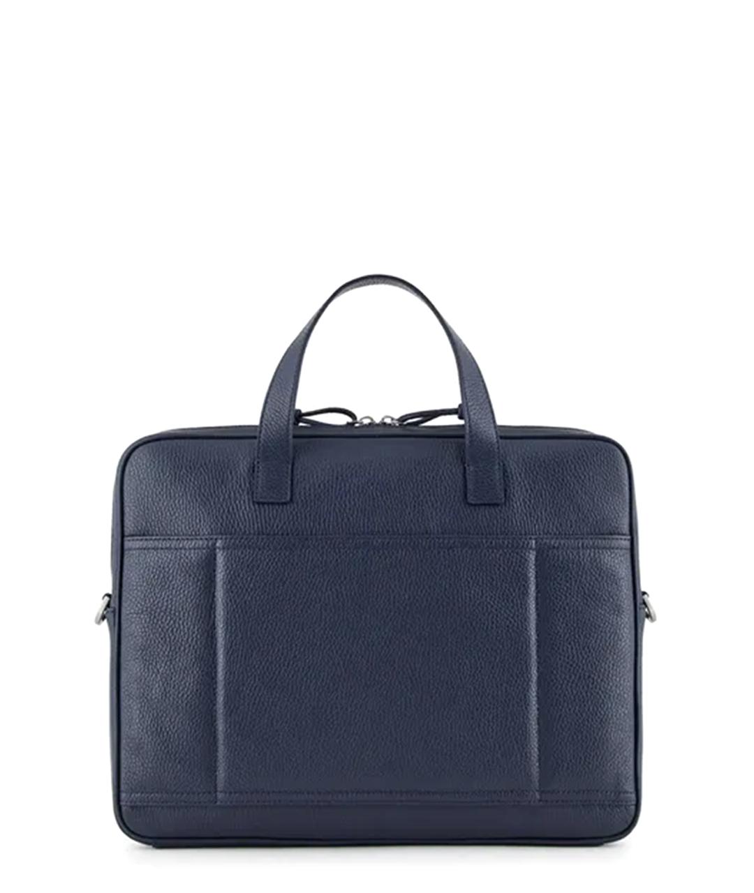 EMPORIO ARMANI Синий кожаный портфель, фото 2