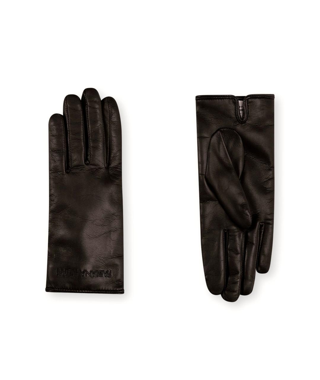 FABIANA FILIPPI Черные кожаные перчатки, фото 1