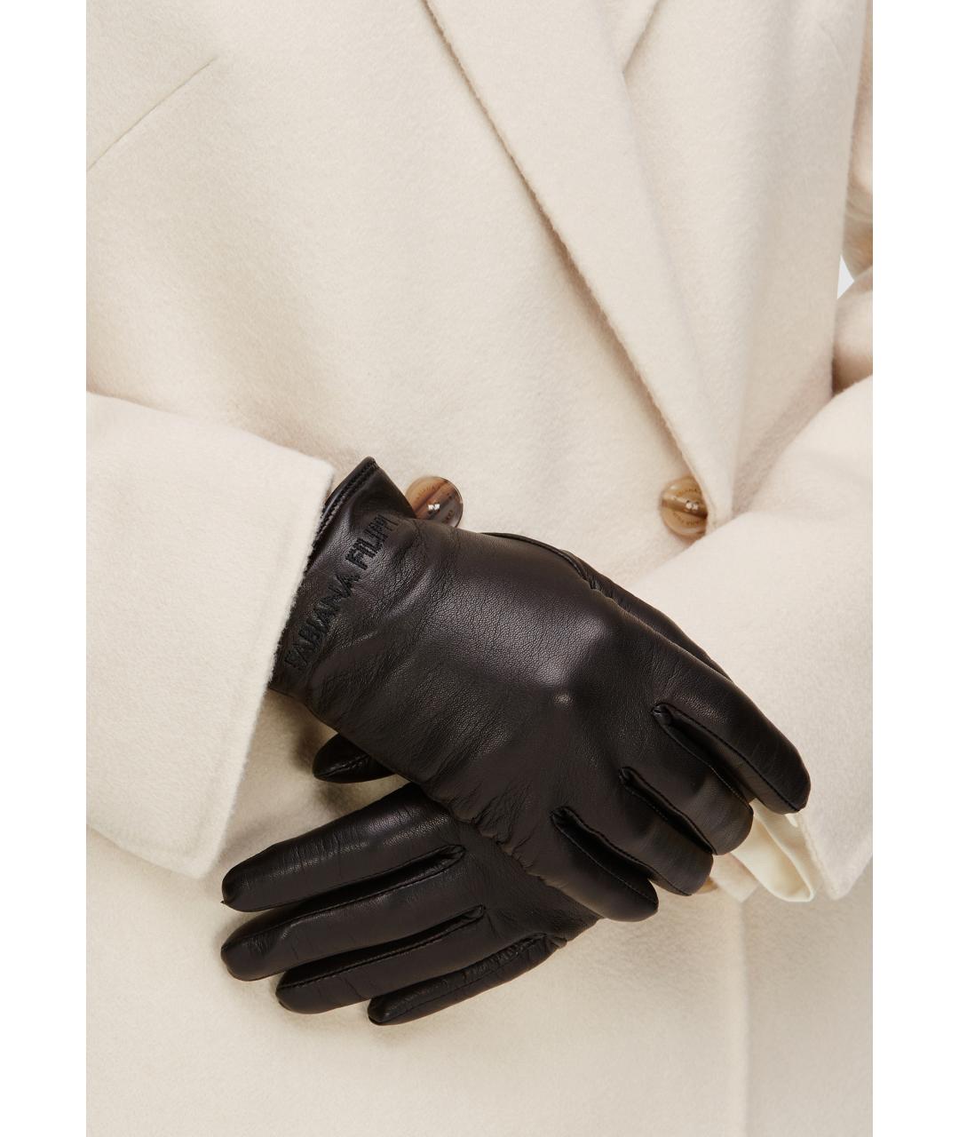 FABIANA FILIPPI Черные кожаные перчатки, фото 3