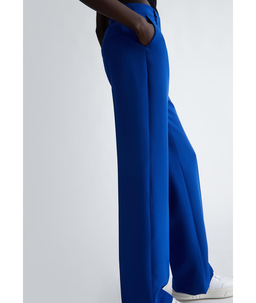 LIU JO Синие полиэстеровые прямые брюки, фото 4