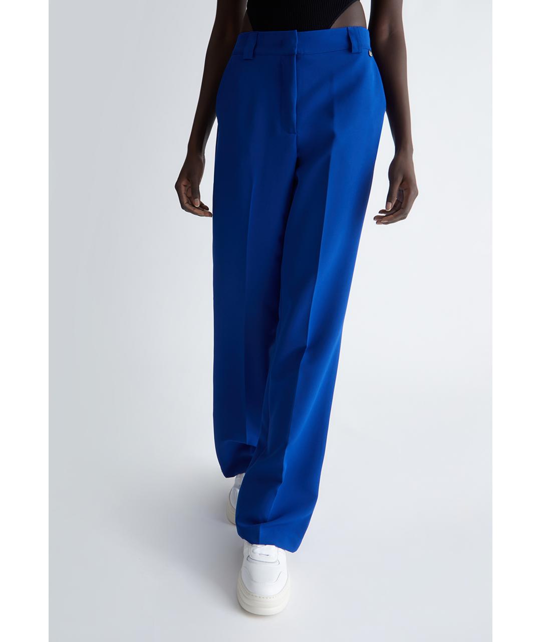 LIU JO Синие полиэстеровые прямые брюки, фото 3