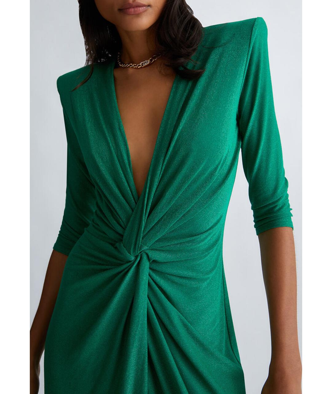 LIU JO Зеленые вискозное коктейльное платье, фото 4