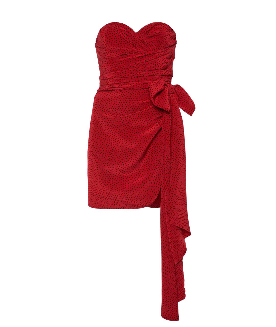 ALESSANDRA RICH Красное шелковое коктейльное платье, фото 1
