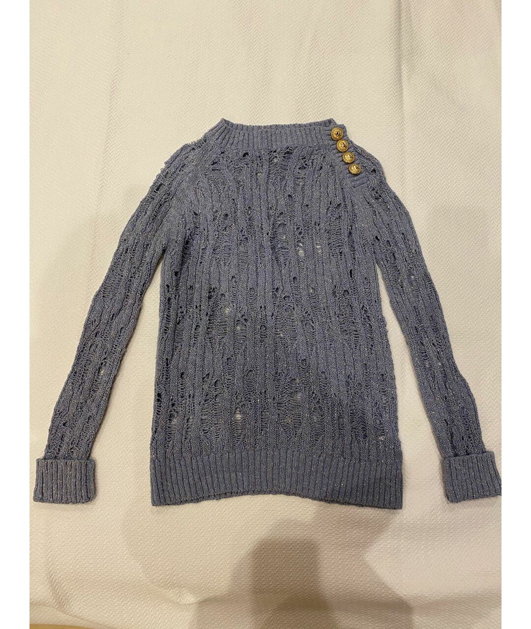 BALMAIN Голубой хлопковый джемпер / свитер, фото 8