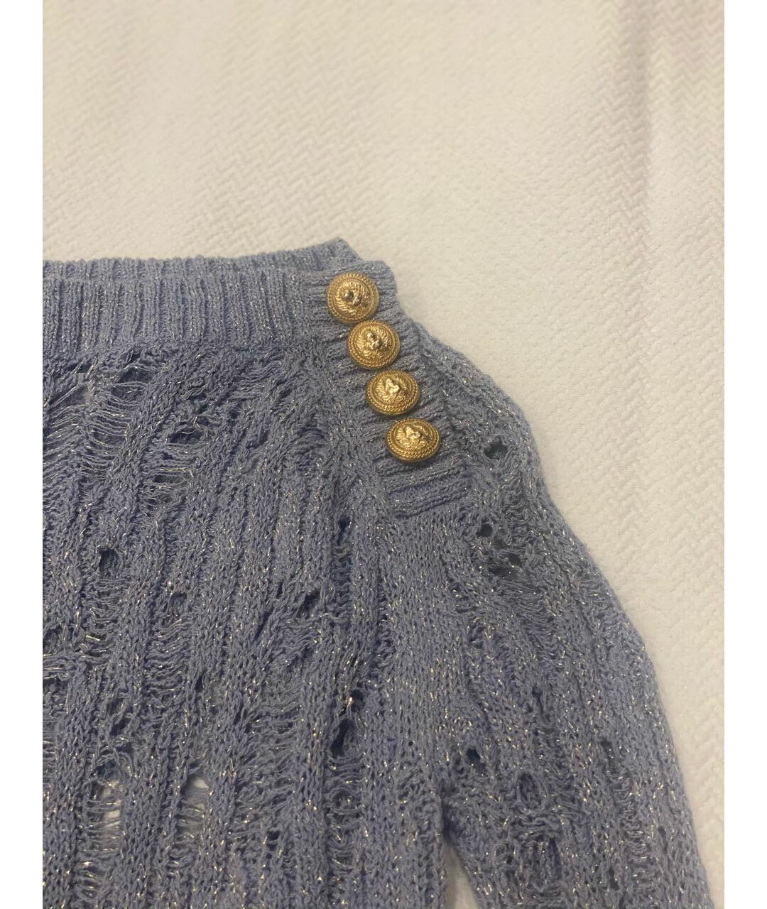 BALMAIN Голубой хлопковый джемпер / свитер, фото 3