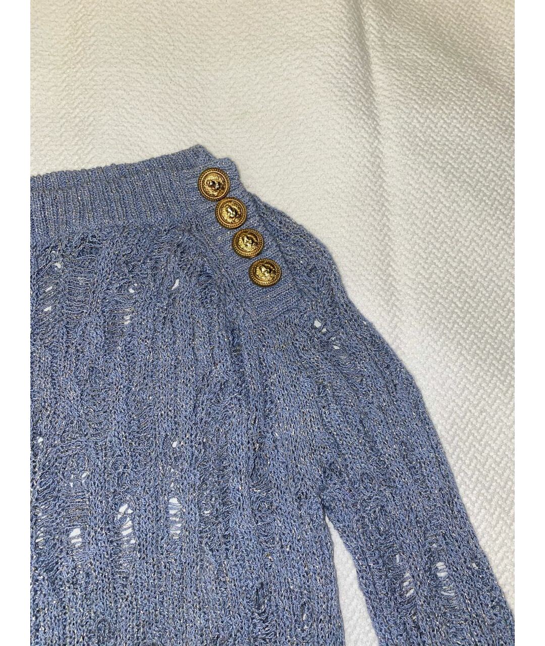 BALMAIN Голубой хлопковый джемпер / свитер, фото 6