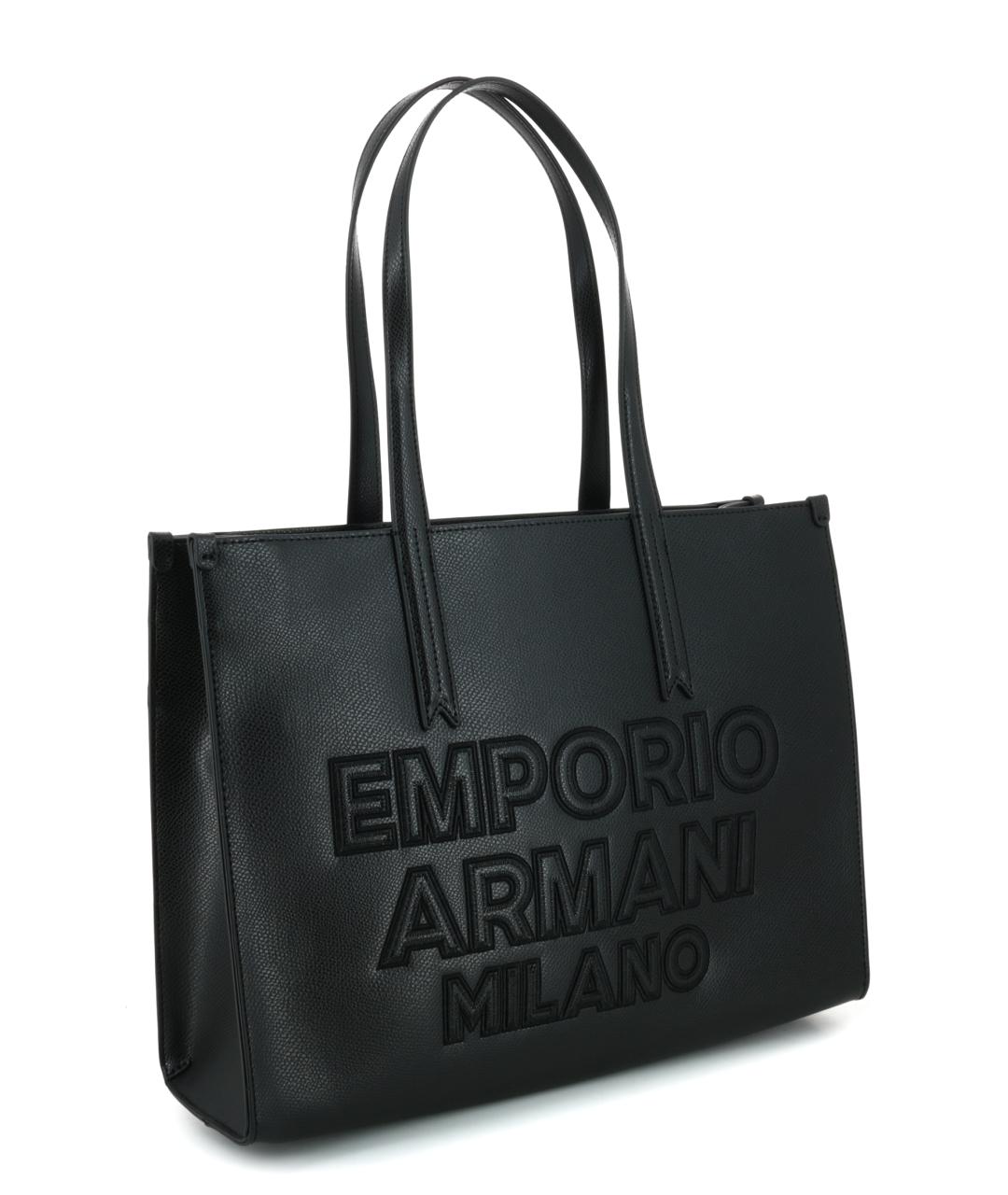 EMPORIO ARMANI Черная синтетическая сумка тоут, фото 3
