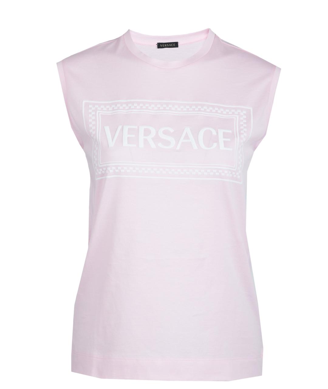 VERSACE Розовая хлопковая футболка, фото 1