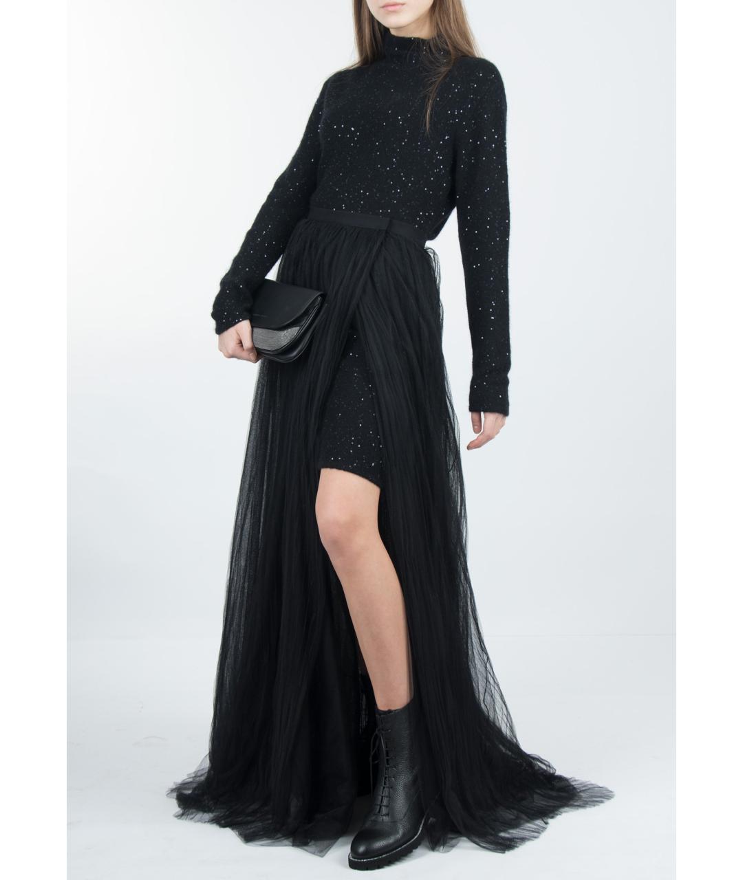 FABIANA FILIPPI Черное шерстяное вечернее платье, фото 2