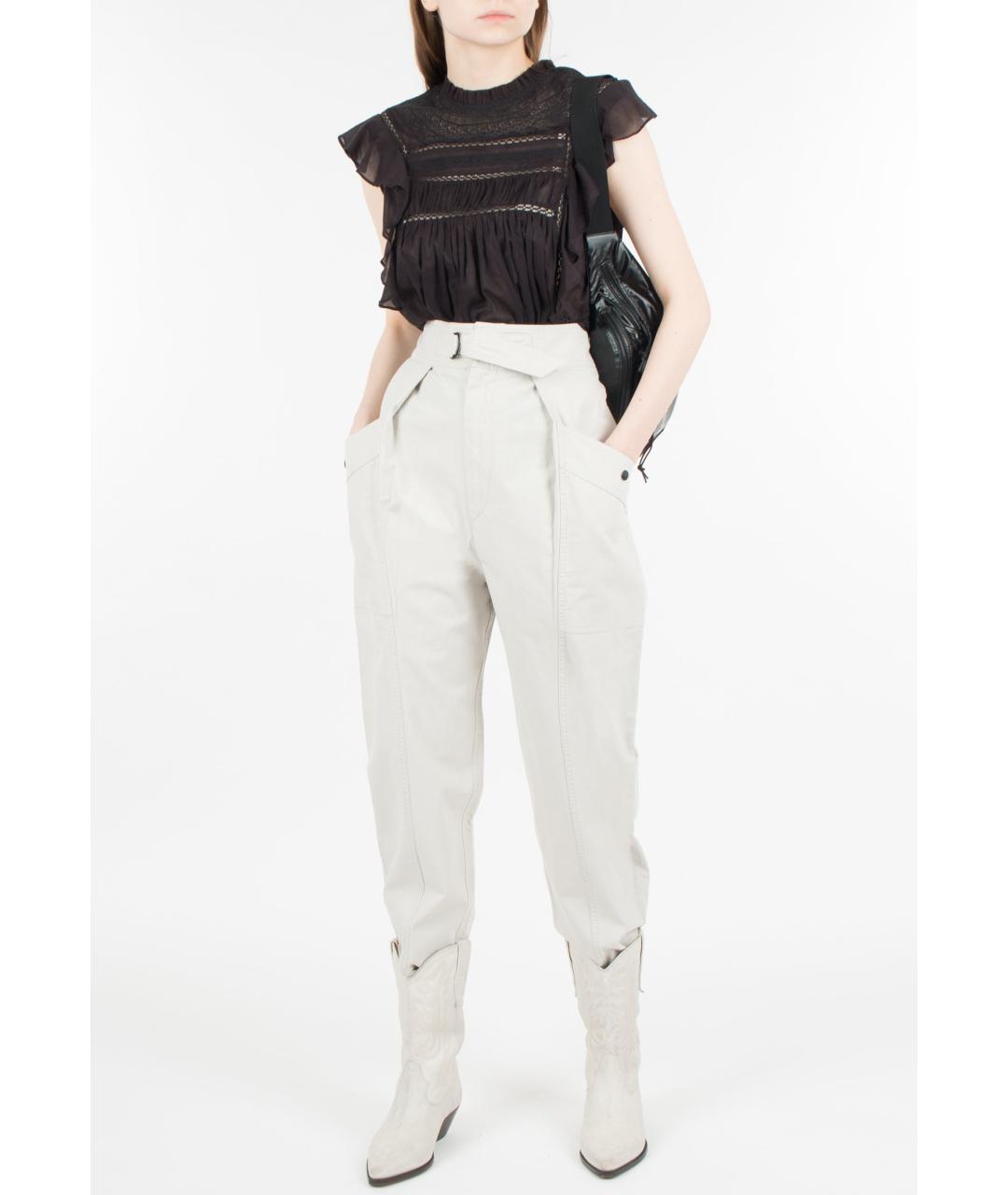 ISABEL MARANT Бежевые хлопковые прямые брюки, фото 3