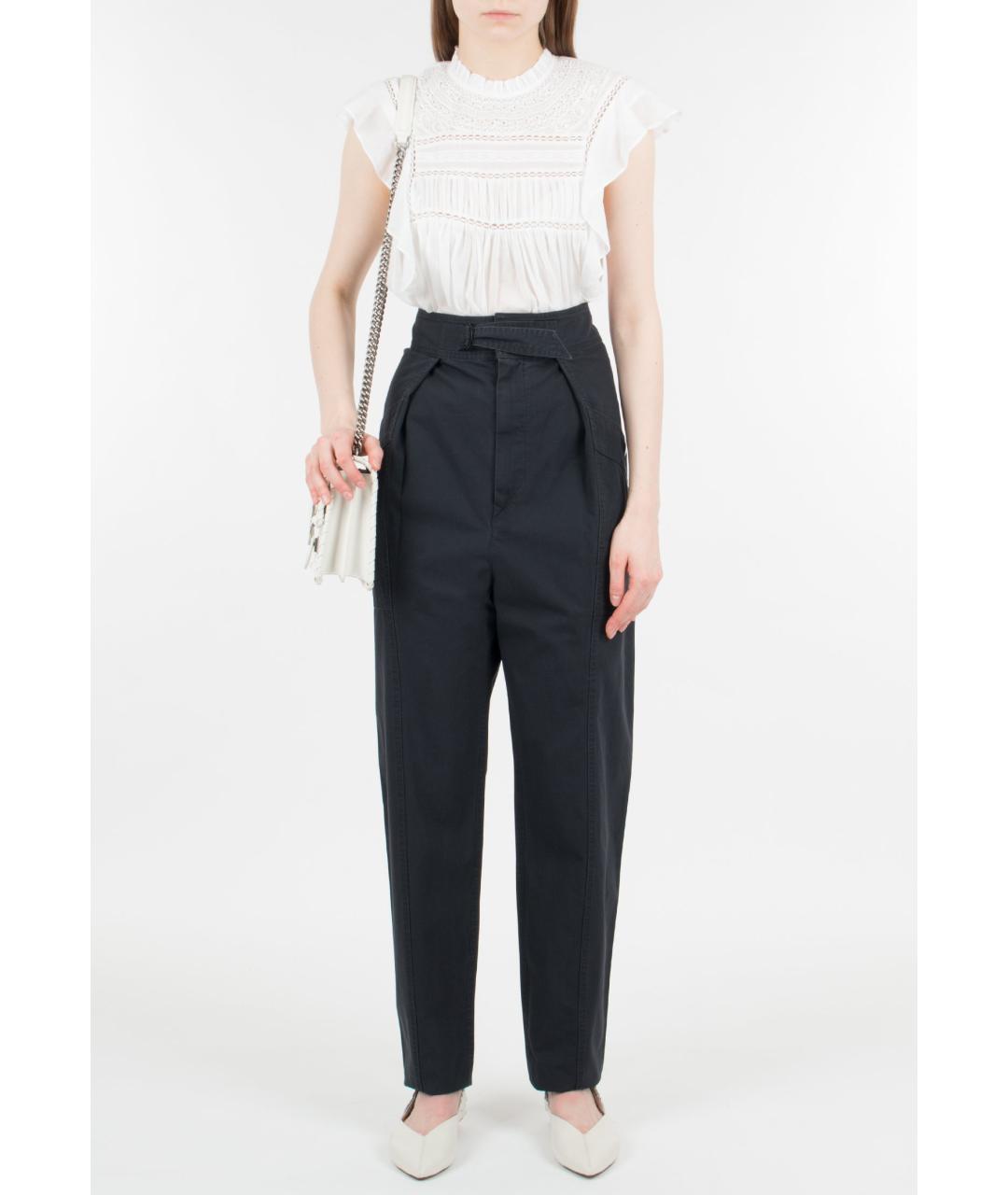 ISABEL MARANT Черные хлопковые прямые брюки, фото 3