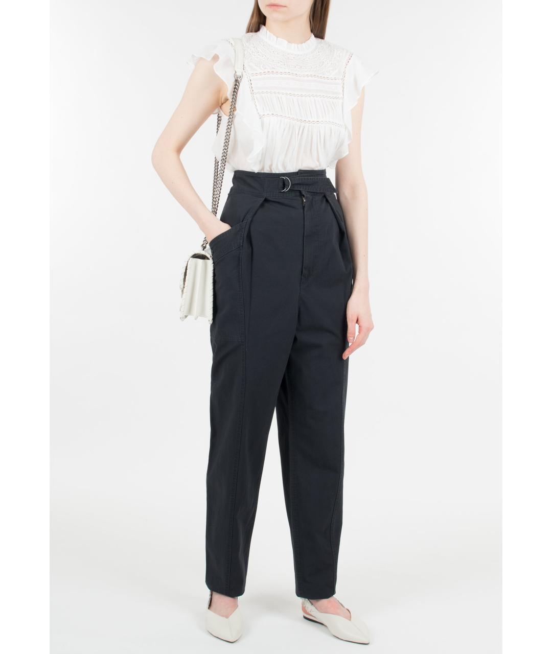 ISABEL MARANT Черные хлопковые прямые брюки, фото 2