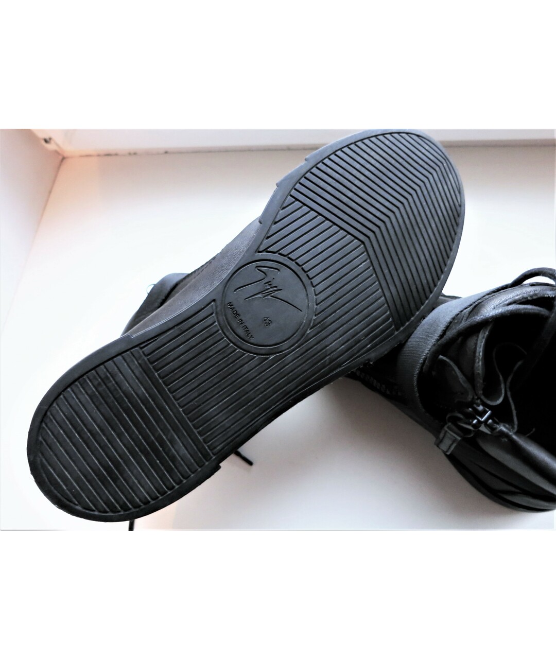 GIUSEPPE ZANOTTI DESIGN Черные кожаные высокие кроссовки / кеды, фото 5