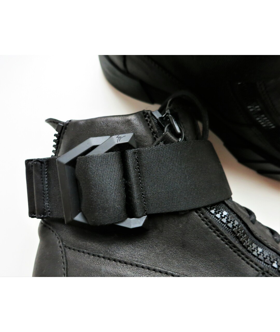 GIUSEPPE ZANOTTI DESIGN Черные кожаные высокие кроссовки / кеды, фото 6