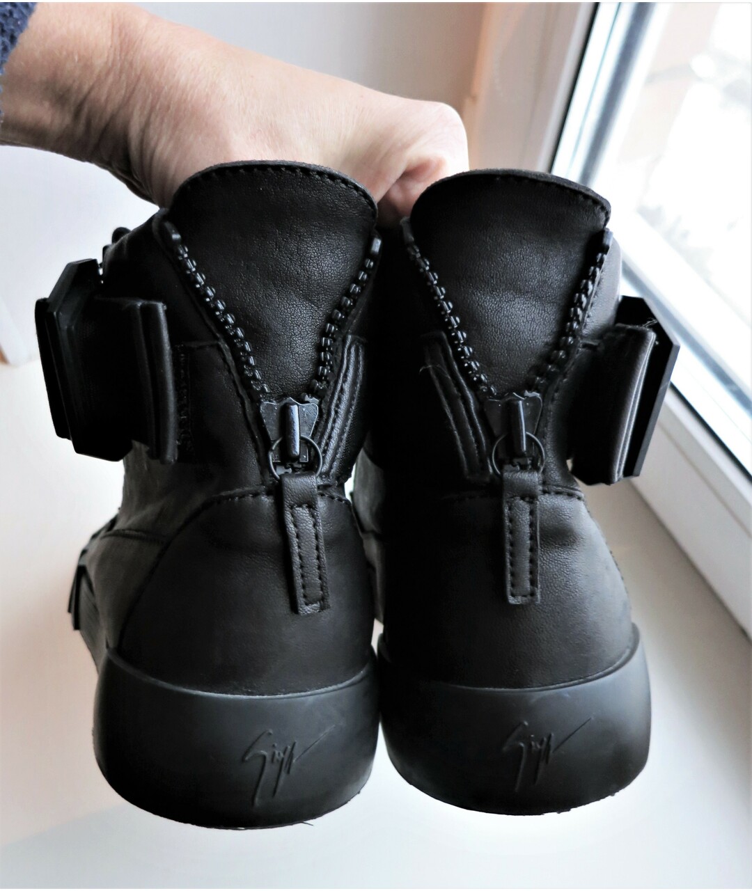 GIUSEPPE ZANOTTI DESIGN Черные кожаные высокие кроссовки / кеды, фото 4