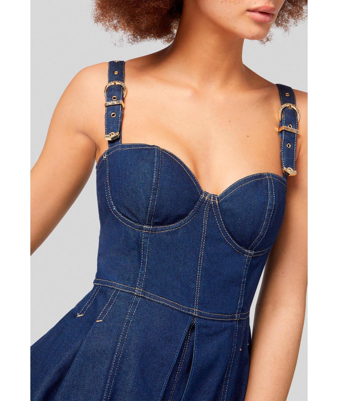 VERSACE JEANS COUTURE Синее хлопковое повседневное платье, фото 4