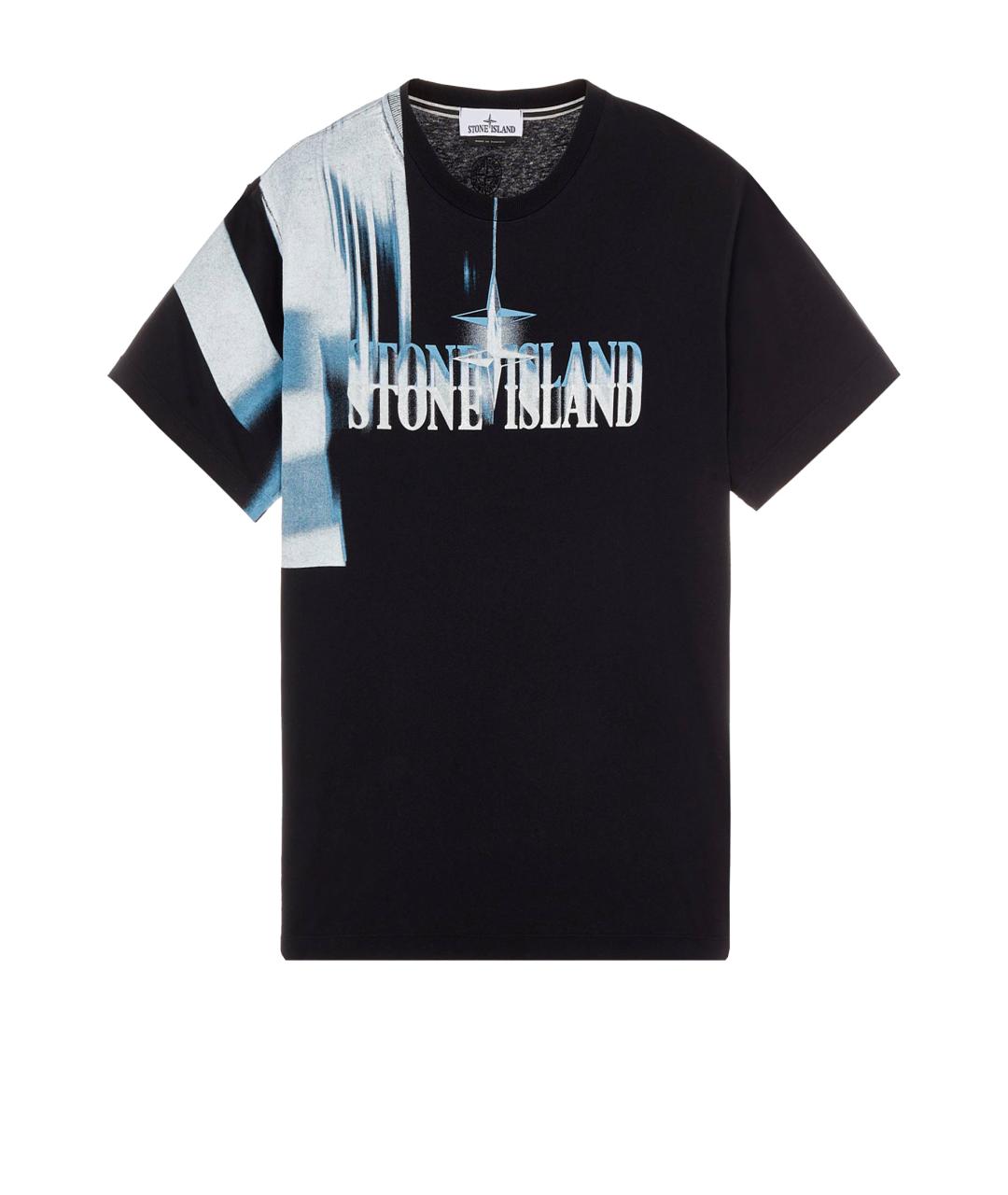 STONE ISLAND Черная хлопковая футболка, фото 1