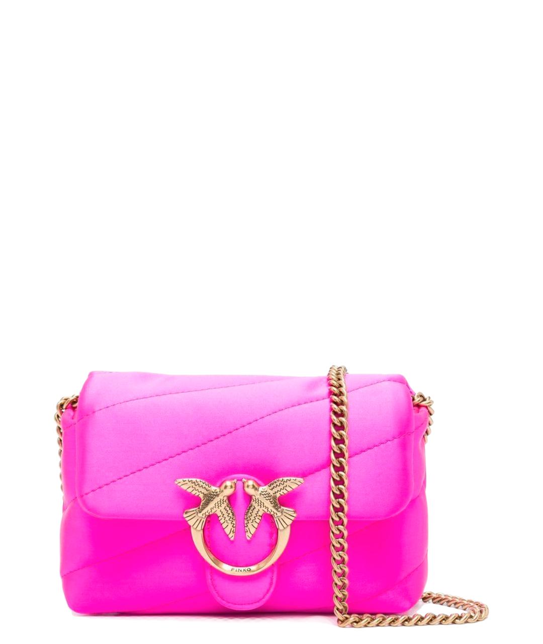 PINKO Розовая шелковая сумка через плечо, фото 1
