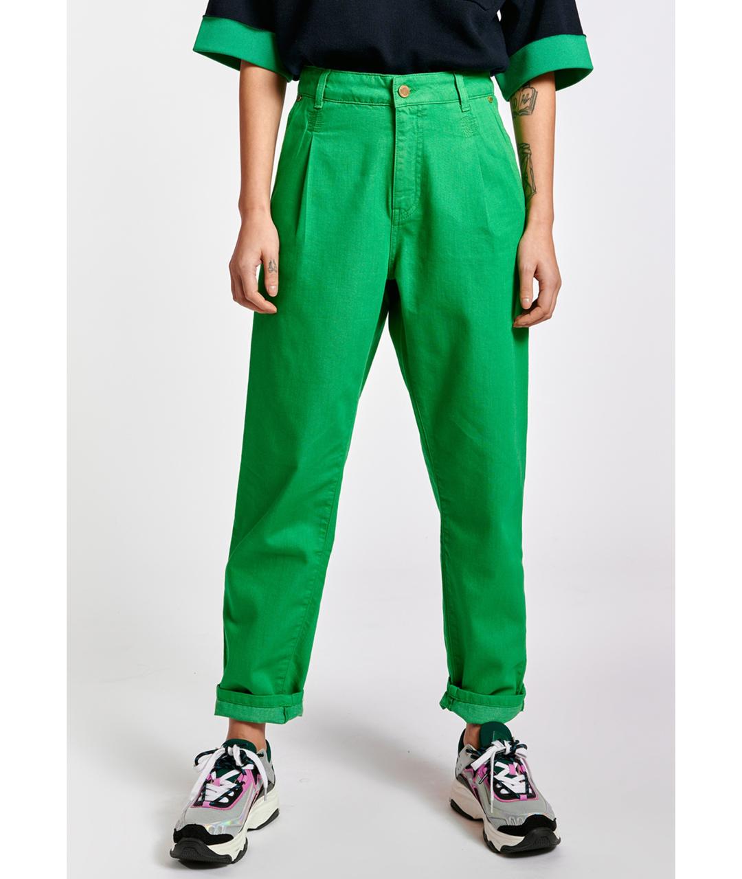 ESSENTIAL Зеленые хлопковые прямые джинсы, фото 3