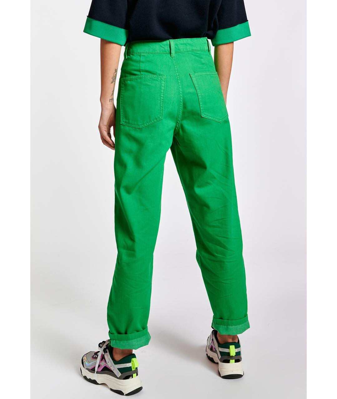 ESSENTIAL Зеленые хлопковые прямые джинсы, фото 4