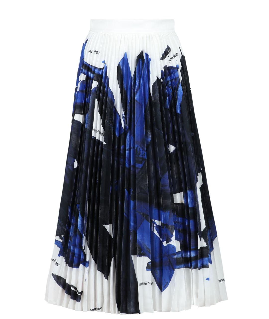 OFF-WHITE Синяя шелковая юбка миди, фото 1
