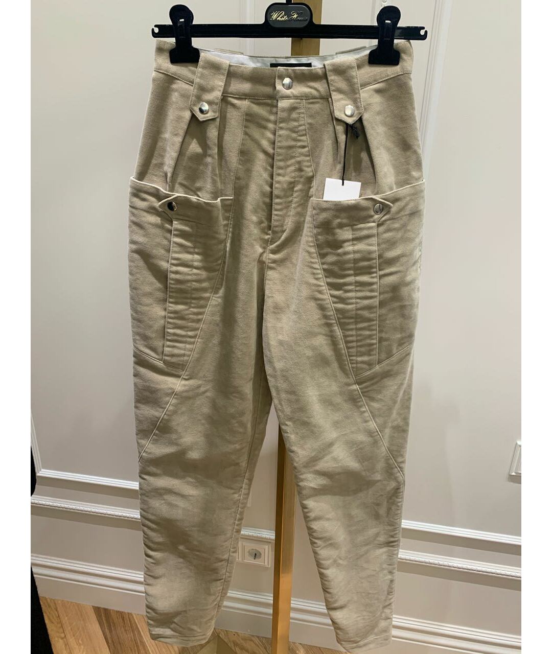 ISABEL MARANT Бежевые прямые брюки, фото 4