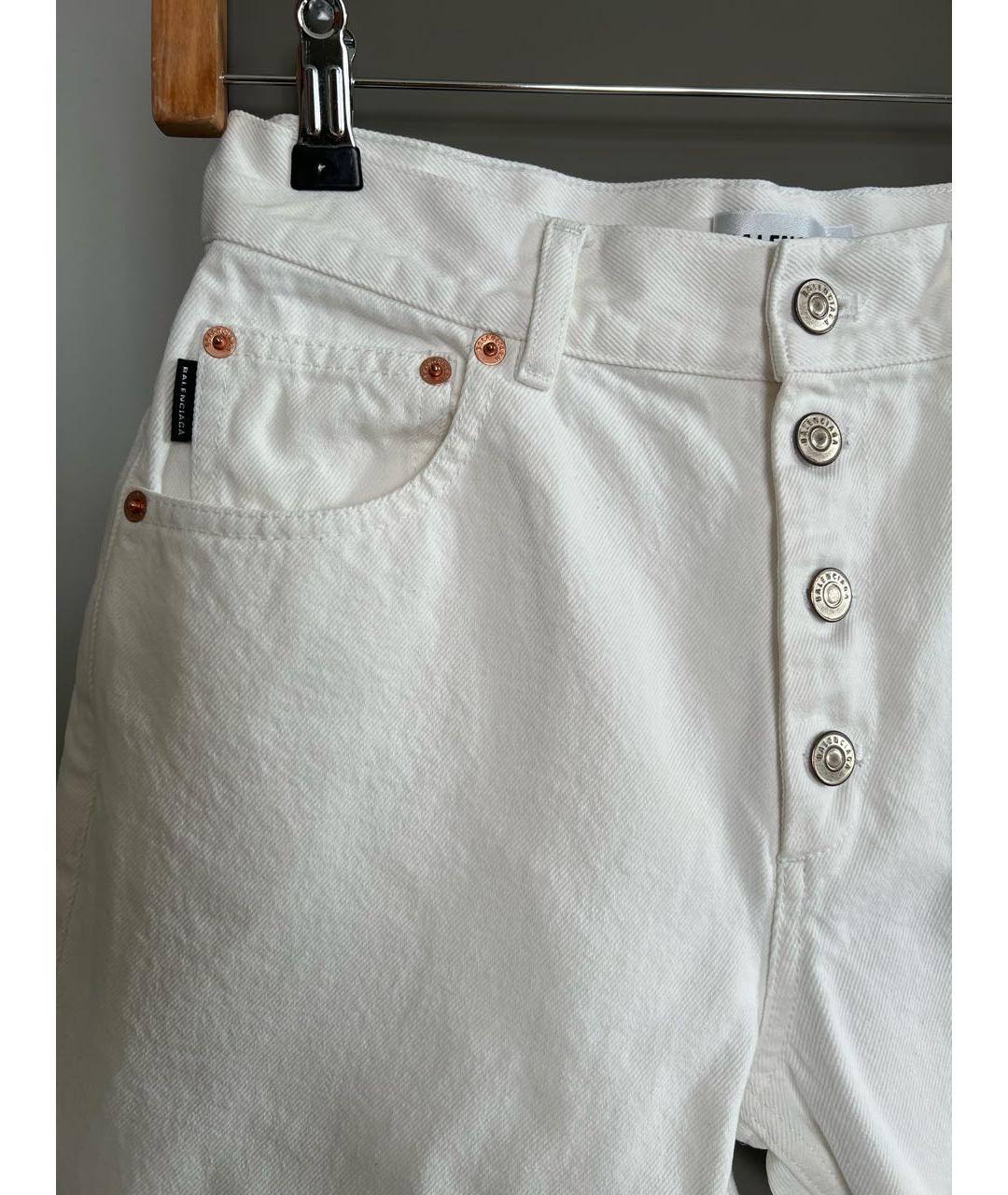 BALENCIAGA Белые хлопковые прямые джинсы, фото 4