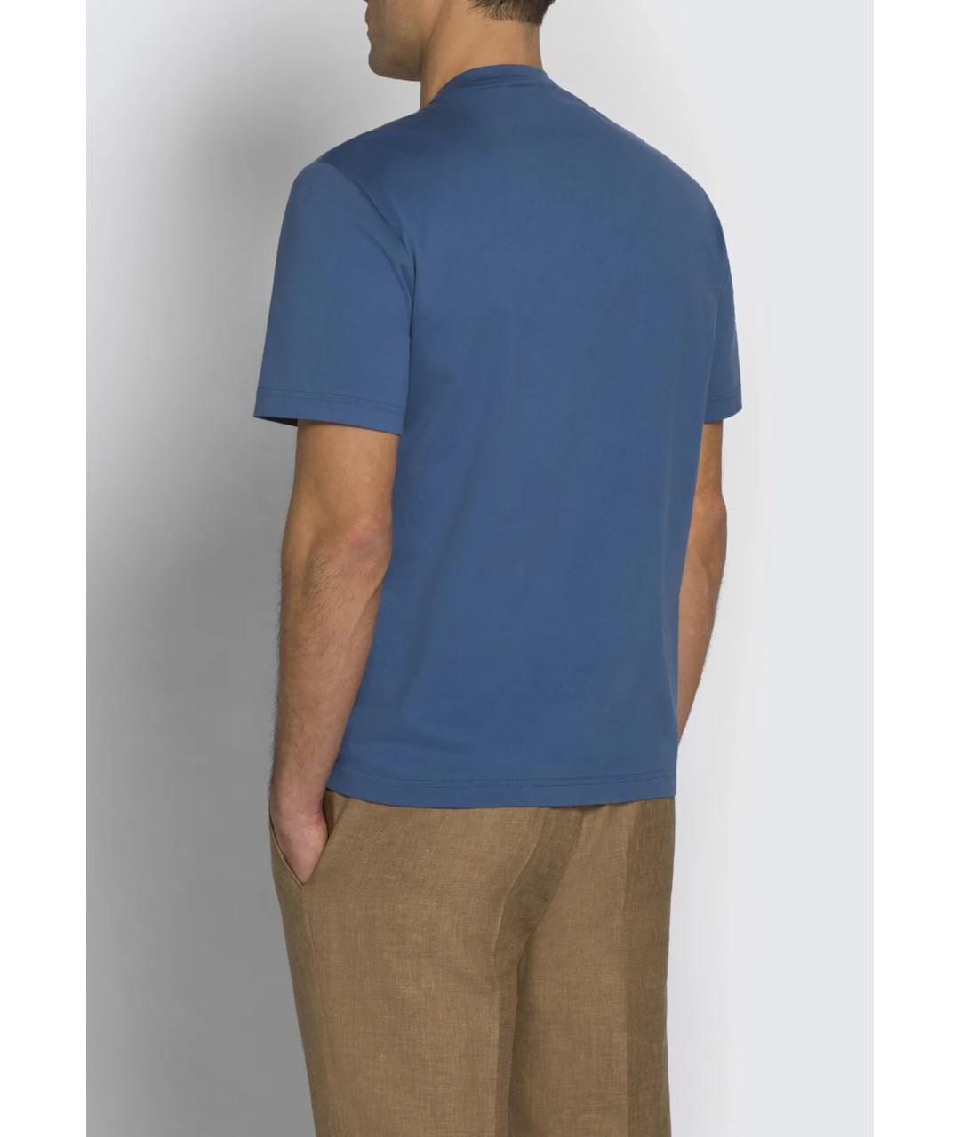 BRIONI Голубая хлопковая футболка, фото 3