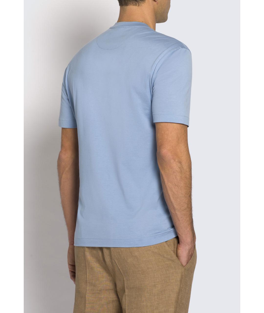 BRIONI Голубая хлопковая футболка, фото 3
