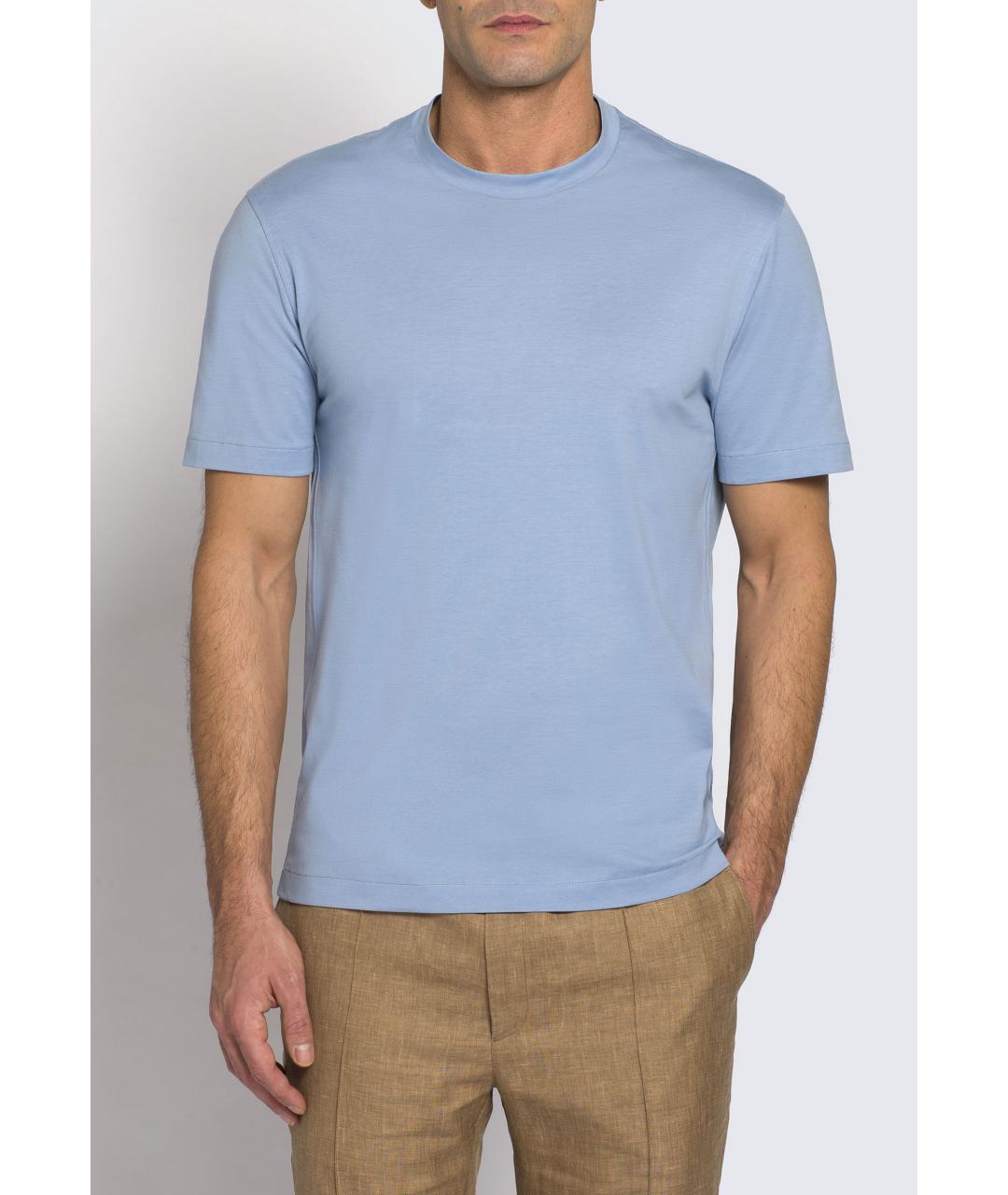 BRIONI Голубая хлопковая футболка, фото 2