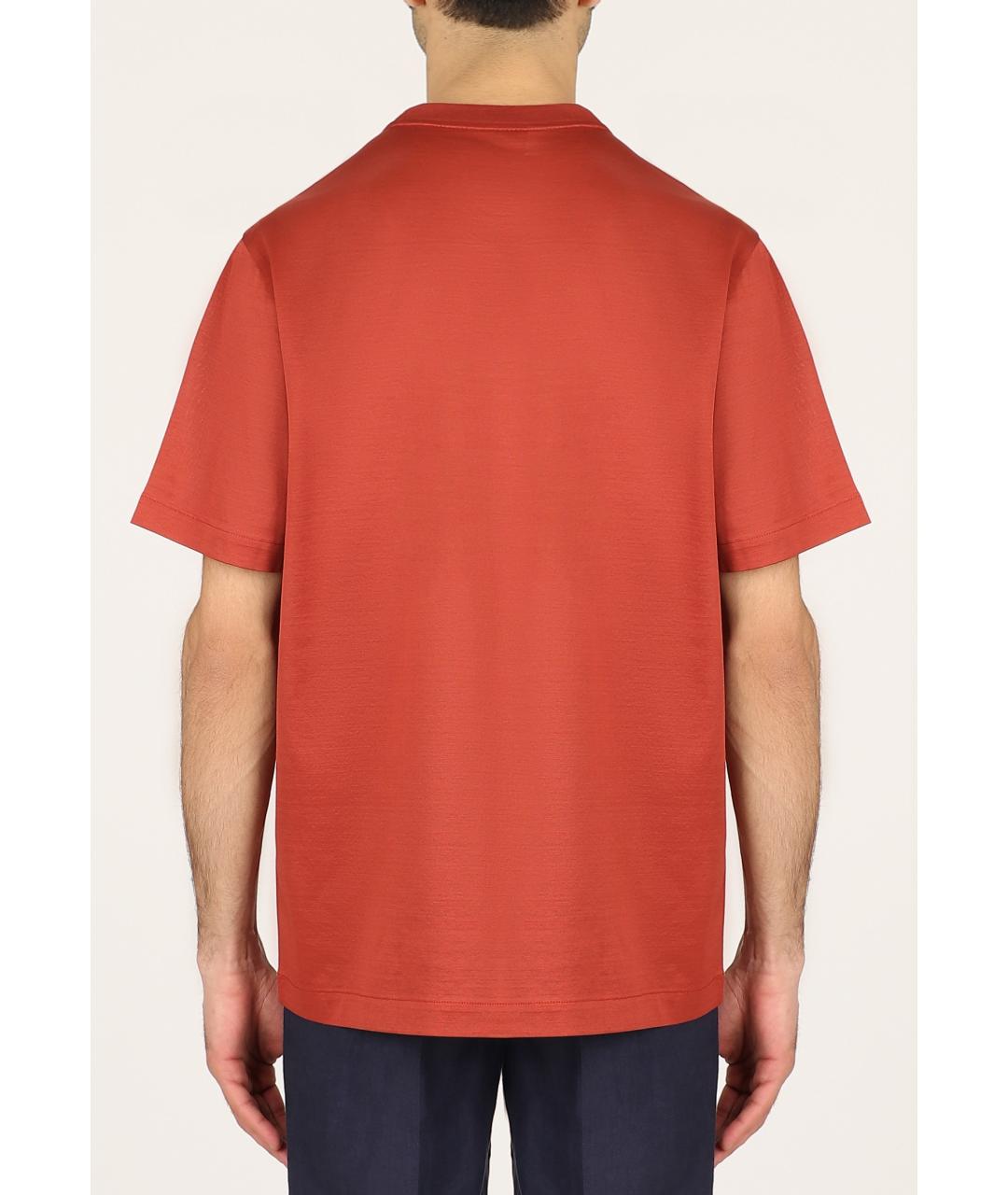 BRIONI Оранжевая хлопковая футболка, фото 3