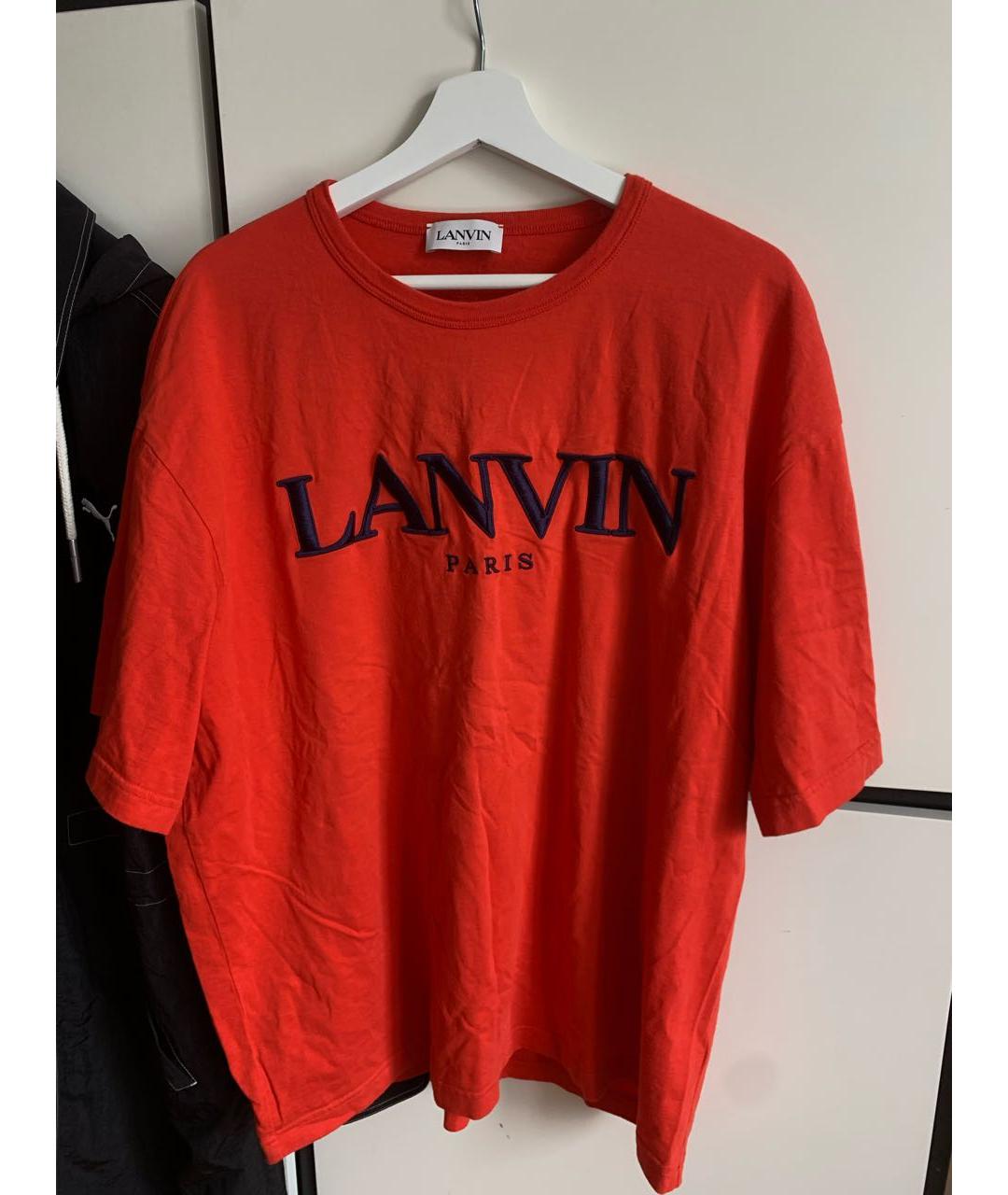 LANVIN Оранжевая хлопковая футболка, фото 5