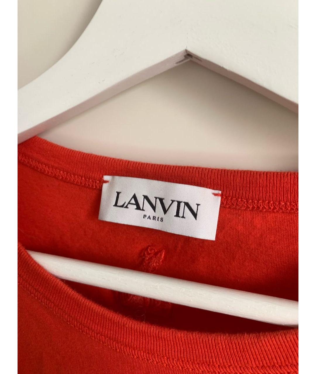 LANVIN Оранжевая хлопковая футболка, фото 2