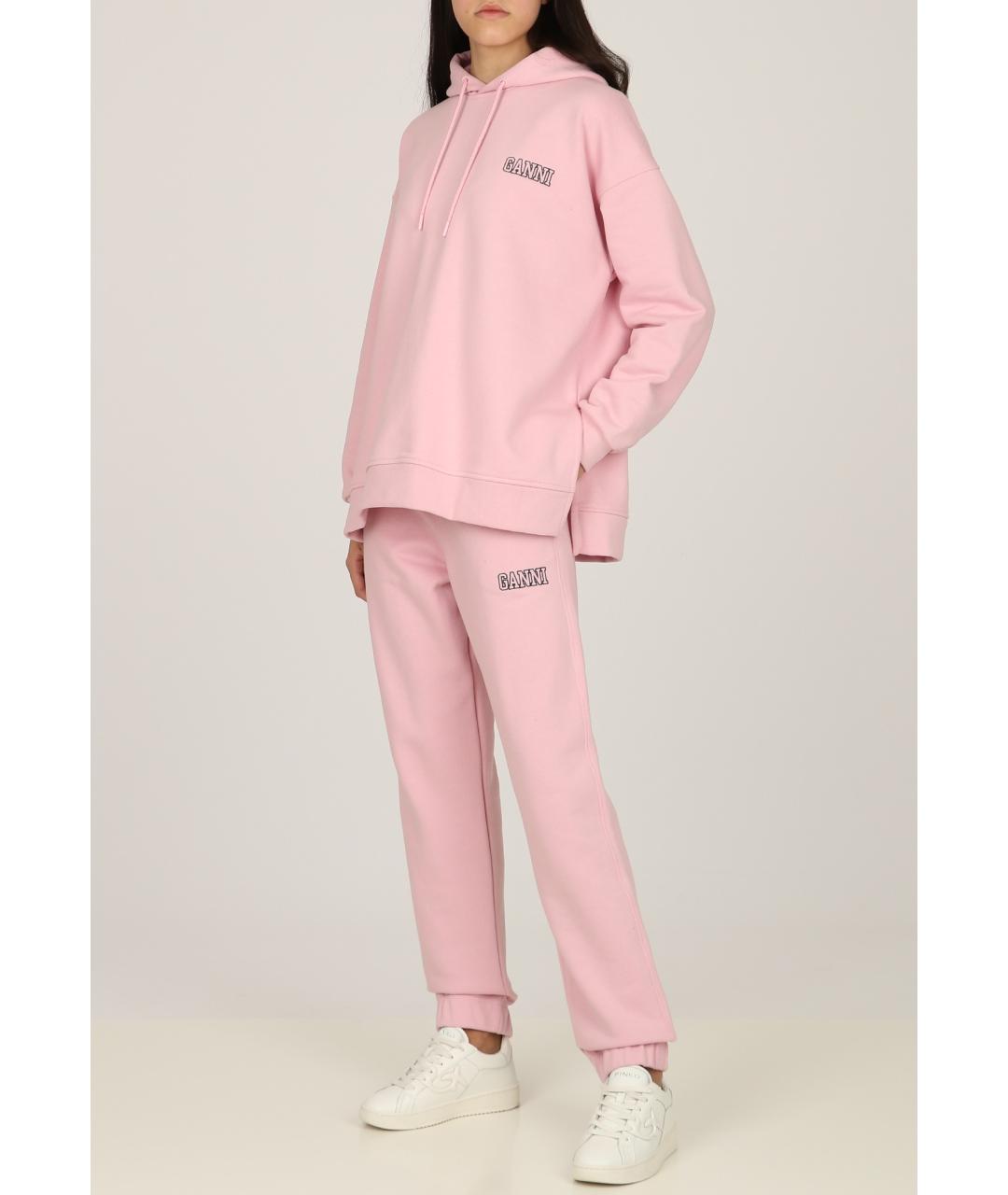 GANNI Розовые хлопковые спортивные брюки и шорты, фото 2