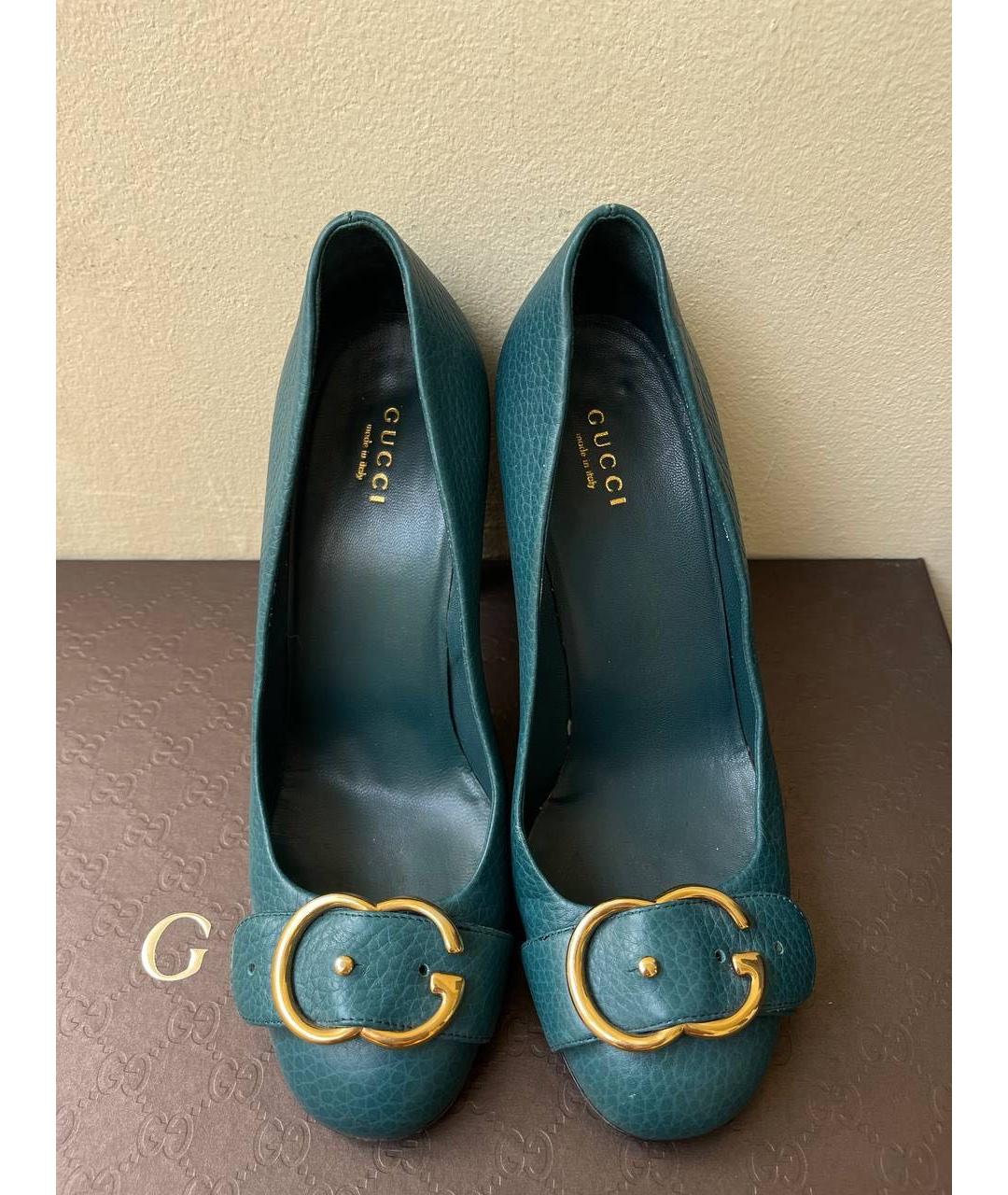 GUCCI Зеленые кожаные туфли, фото 2